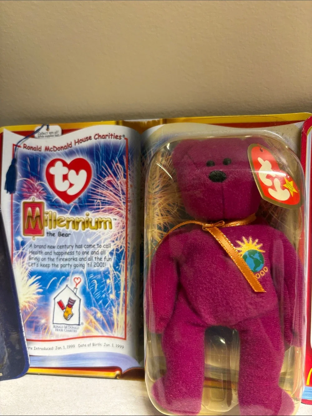 Ty Beanie Baby Plush Bears - White, Purple, Red, Blue, Cream, Maroon